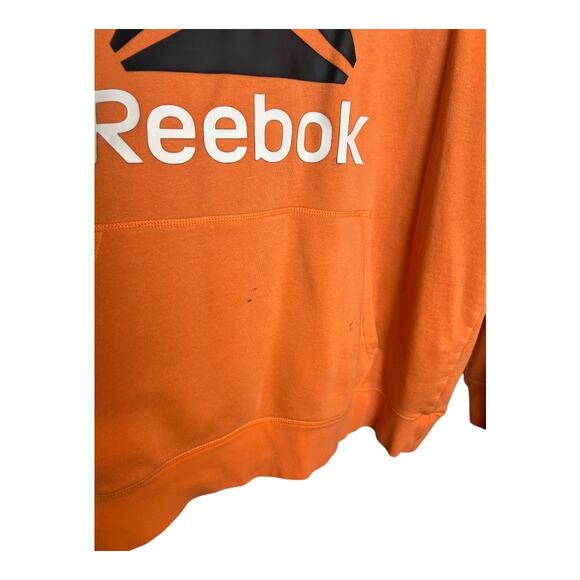 Reebok Mens Hoodie Sweatshirt Pullover Casual Grunge Orange Thrashed Grunge 2XL - Picture 5 of 8